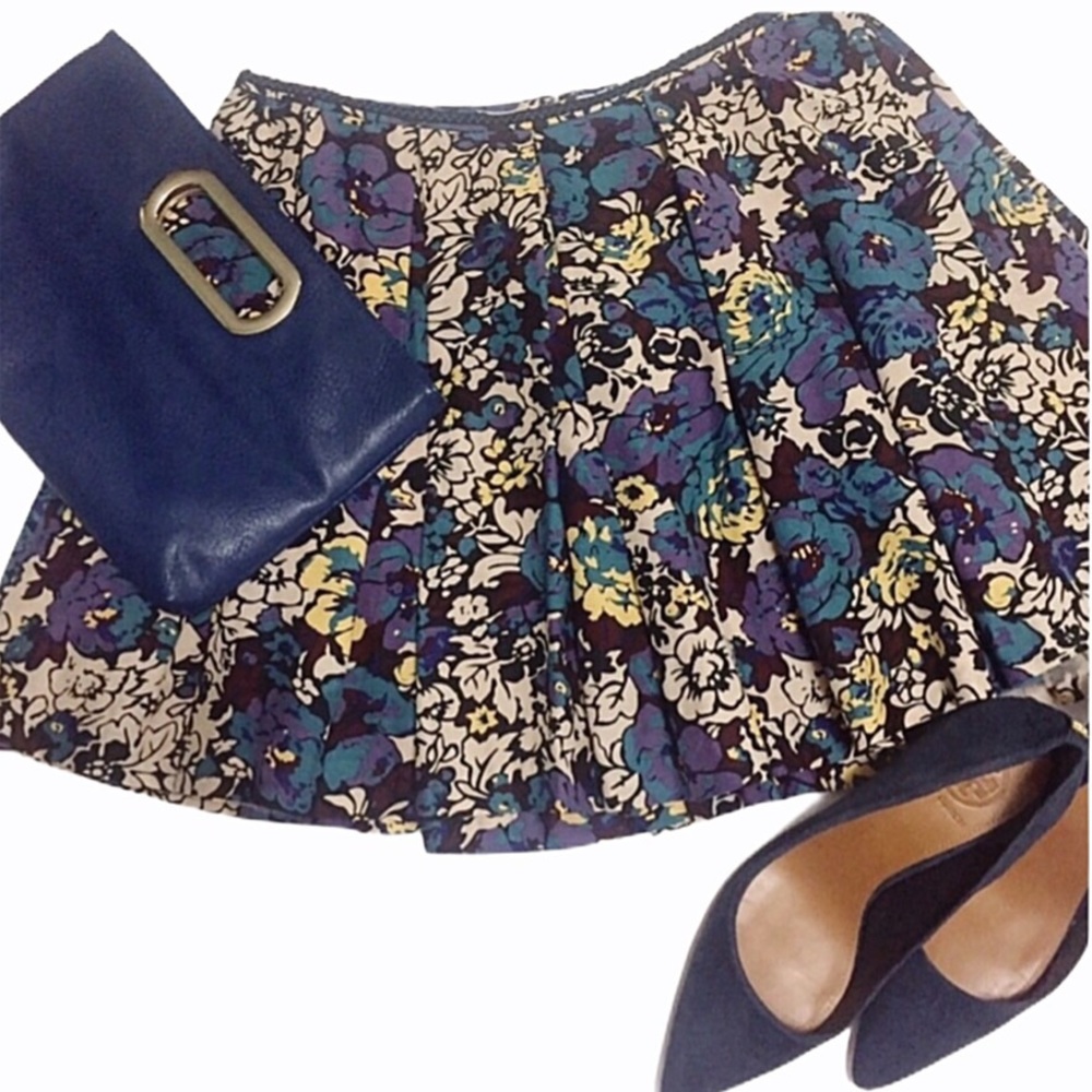 Betsey Johnson Silk Blend Floral Skirt